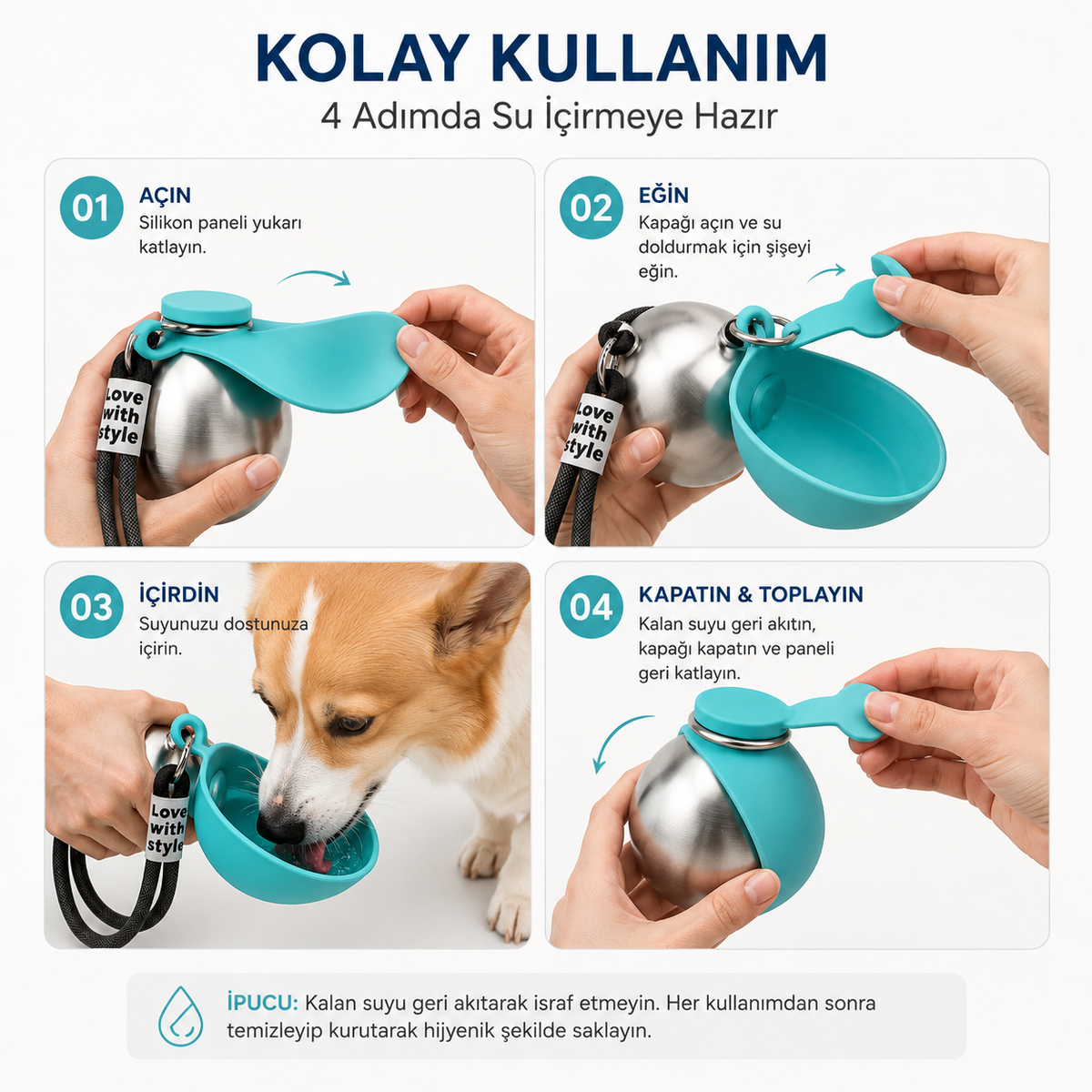 Paslanmaz Çelik Köpek & Kedi Suluğu